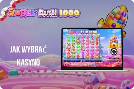 Wybór kasyna do gry w Sugar Rush 1000 z flagą Polski i symbolami PLN