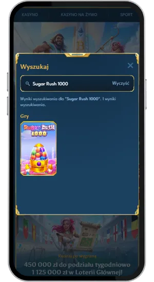 Wyszukiwanie i uruchomienie slotu Sugar Rush 1000 w lobby kasyna